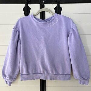 GAP Kids Light Purple Crewneck Sweatshirt with Heart Design Size 12 Puff Sleeve